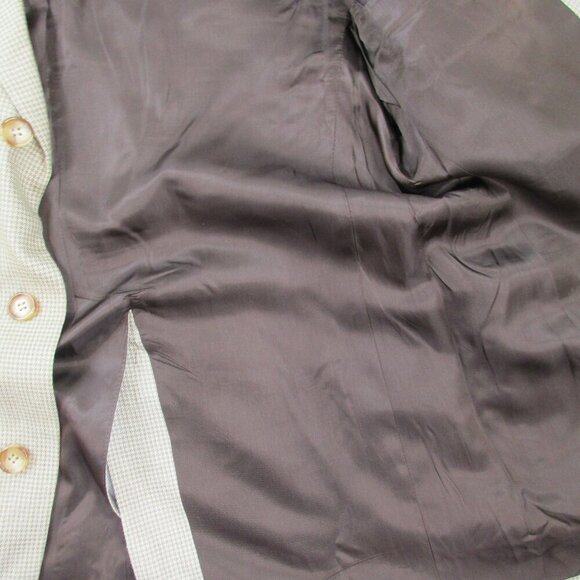 Brooks Brothers 346 Blazer Jacket Mens Beige Houndstooth Wool Single Breasted - Picture 5 of 13
